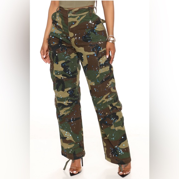 CAMO CARGO PANTS W/PANT SPLATTERS - Picture 4 of 5